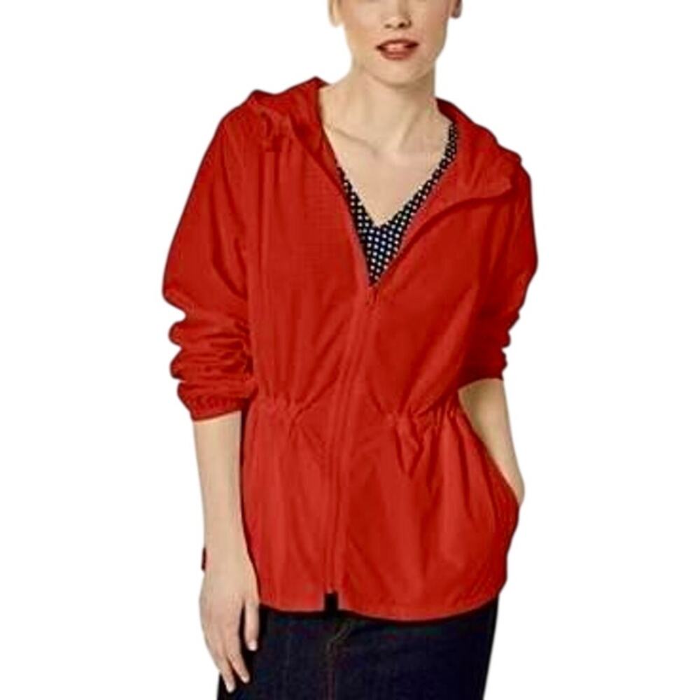 J. Crew Mercantile Red Packable Anorak Windbreaker Jacket Lightweight Utility